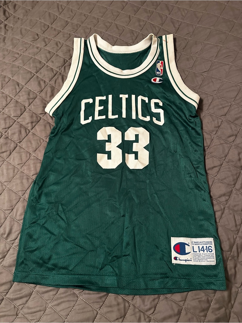 Champion Green and White Celtics #33 Basketball Jersey